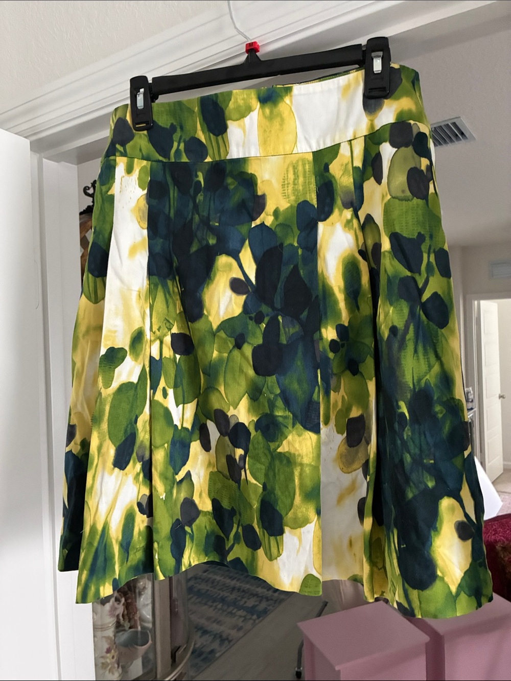 Jones New York Green and Navy Floral Skater Skirt